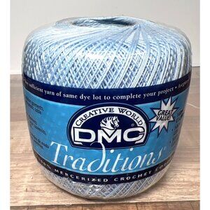 DMC Traditions 100% Mercerized Crochet Cotton Size 10 Light Blue 320 Yards